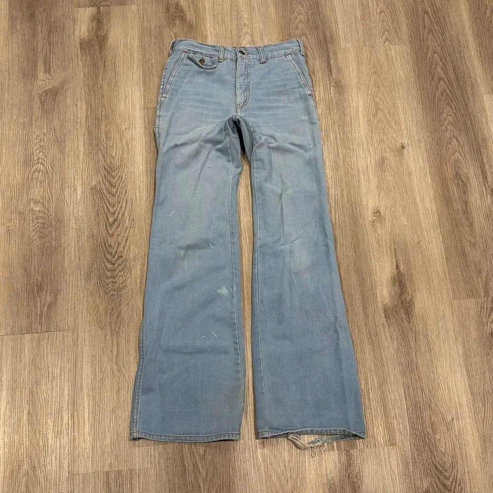 Vintage 70s 80s Honcho Wide Leg Jeans Men's Size 29x33 Light Blue Denim True Vtg